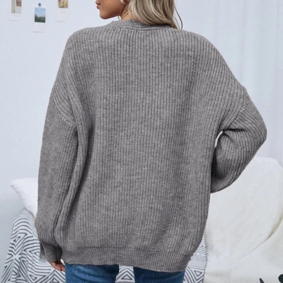 Soft knit drop shoulder oversized cardigan sweater black - Picture 14 of 16